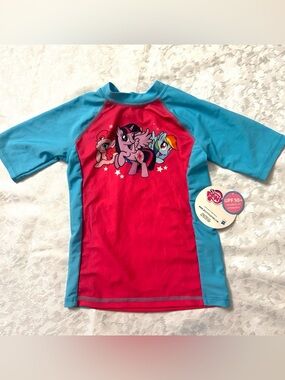 My Little Pony Pink and blue Girls' Rash Guard Swim Top. Size S.